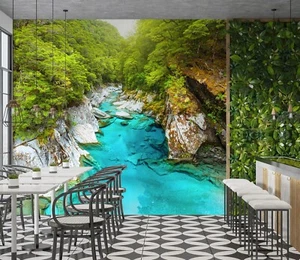 Papel pintado 3D azul arroyo H6493 mural autoadhesivo pegatinas desmontables Erin - Imagen 1 de 11