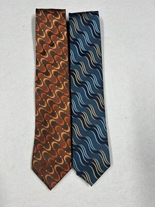 Mens Tie Concepts By Claiborne 100% Silk Hand Made Set Of 2 - Picture 1 of 5