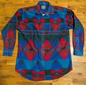 Camisa Azteca Woolrich De Colección - Para Hombre XL - EE. UU. - Botón Boho Patrón AOP del Suroeste - Imagen 1 de 24