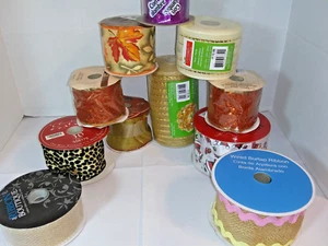 Ribbon Mixed Lot 175 yards Various Sizes Christmas/ Fall/ Burlap Fabric Wired - Picture 1 of 4