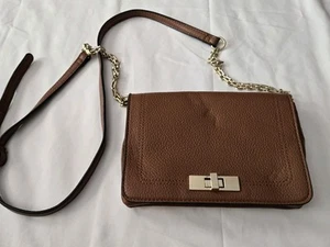 STEVE MADDEN Pebbled faux-leather Brown crossbody bag Purse Brown Chain Detail - Picture 1 of 12