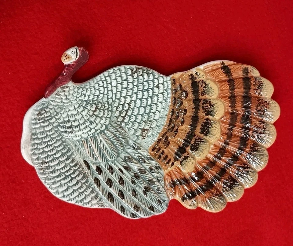 Bandeja para baratijas de pavo NOS decoración otoño acción de gracias cuchara resto, plato para galletas, etc. 7"  Foto 1 de 4