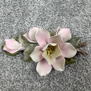 Napoleon Capodimonte Porcelain Flower Italy Figurine Pink Rose - Picture 1 of 9