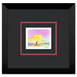 Peter Max Segelboot am Horizont GERAHMT Ltd. Ed Lithographie #'d handsigniert, COA - Bild 1 von 2
