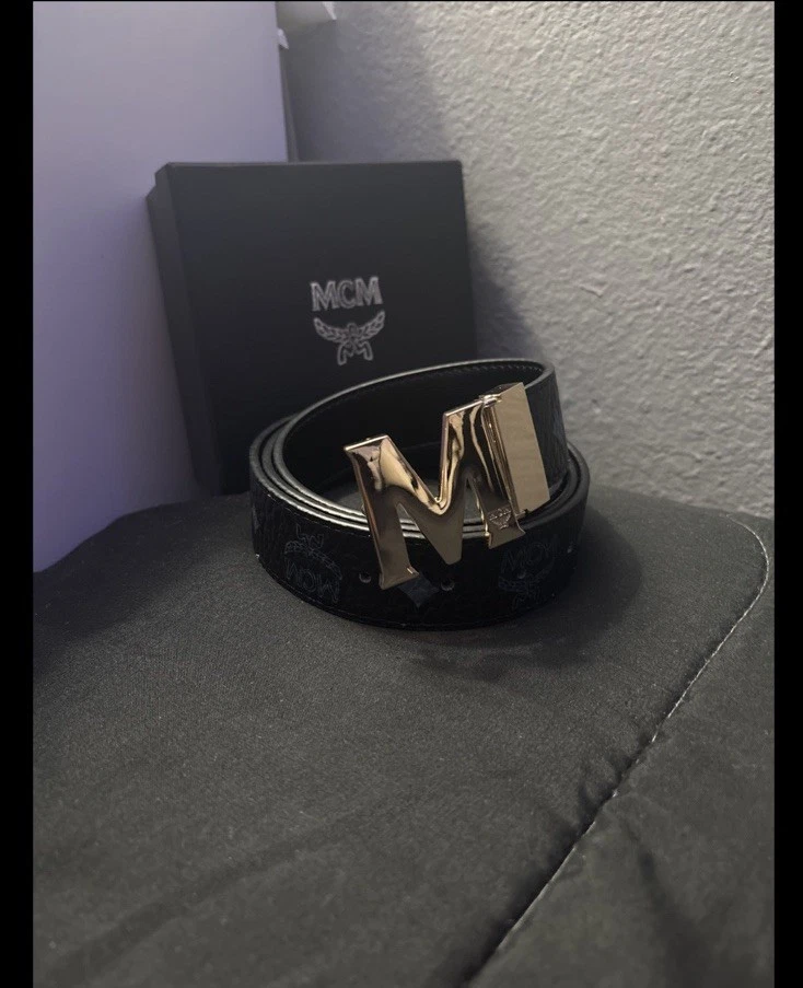 Cinturón de cuero reversible MCM negro con hebilla Claus talla única 34 - negro Foto 1 de 1