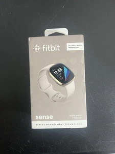 NEW Fitbit Sense Smartwatch - Soft Gold Stainless Steel with Lunar White Band - Picture 1 of 2