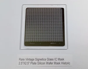 Rare Vintage Signetics Glass IC Mask Plate 2.5”X2.5” Silicon Wafer Mask Historic - Picture 1 of 9
