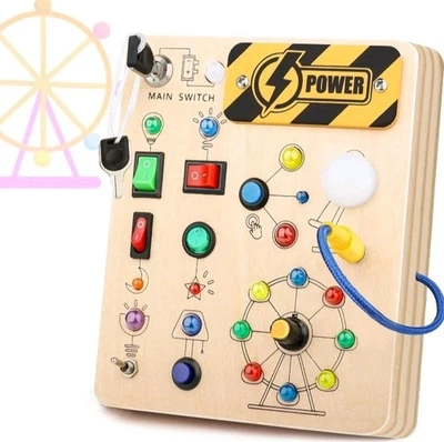 Hikoshi Montessori Busy Board Sensory LED Light Switch Board Toy for Toddlers 3+ - Image 1 of 4