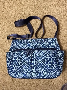 Vera Bradley Bag Adjustable Strap Blue Quilt Pattern 17” x 10” - Picture 1 of 7