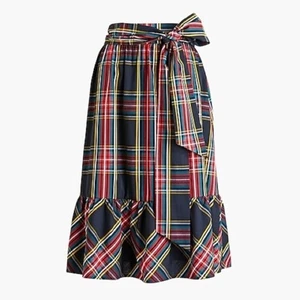 J. Crew Big Bow Plaid Midi Skirt Womens 4 Holiday Style AG866 - Picture 1 of 10