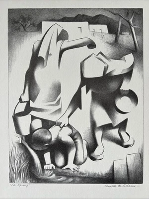 Kenneth Miller Adams (1897-1966) Litografía La Primavera 1946 con Folio Original Foto 1 de 4