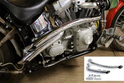 Curved Radius 2 inch Drag Pipe Set Chrome fits Harley Davidson - Image 1 of 4