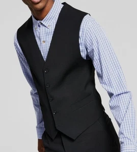 Tommy Hilfiger Men's Black Wool Modern Fit TH-Flex Stretch Suit Vest M - Picture 1 of 1