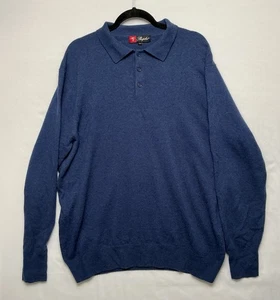 Herren 100% Kaschmir Pullover XXL Kragen Polo Style Blau Shephe Scholastic Opa - Bild 1 von 7