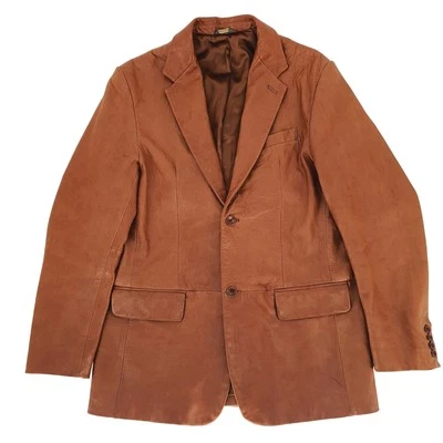 VTG Banana Republic Mens Brown Leather Blazer Jacket Two Button Size 42R - Image 1 of 4