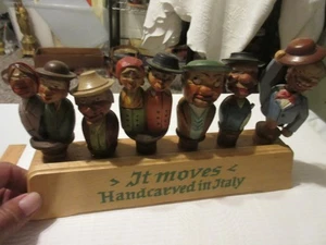 6 tapones de botella de corcho de madera vintage ANRI tallados a mano Italia con soporte - Imagen 1 de 24