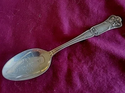 Colher lembrança prata esterlina San Bernardino Cal Califórnia 1905 - Imagem 1 de 4