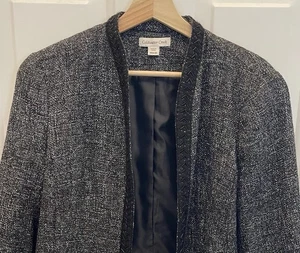 Coldwater Creek Blazer Womens M (8 - 10) Gray Beaded Jacket Office Corpcore Work - Picture 1 of 8