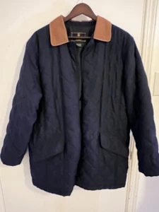 Lauren Ralph Lauren Quilted Navy Blue Barn Chore Coat Jacket Corduroy Collar Lg - Picture 1 of 7