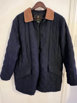 Lauren Ralph Lauren Quilted Navy Blue Barn Chore Coat Jacket Corduroy Collar Lg - Image 1 of 4