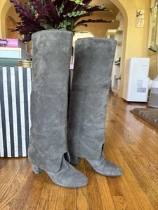 Chanel Acolchado Plegable CC Gamuza Puntera Gris Botas - 39 - Imagen 1 de 18
