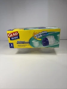 Glad Ware Mini Round (8) 1/2 Cup 4oz Containers Lids Glad Interlocking Lids - Picture 1 of 4