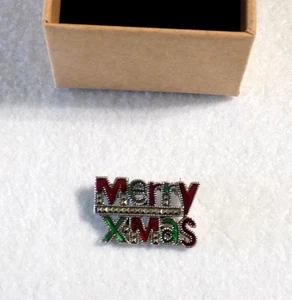 JJ Judith Jack Sterling Silver Marcasite Christmas Brooch Pin Merry Christmas - Picture 1 of 8