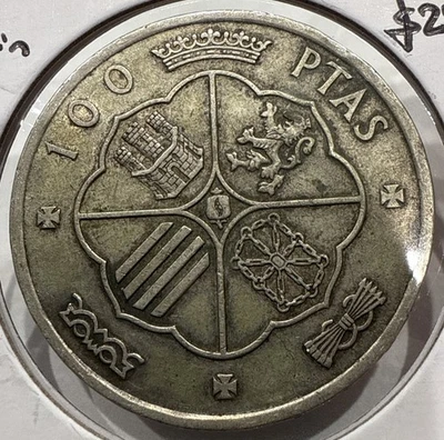 1966 (66) 100 Pesetas Spain Silver Coin - Francisco Franco - Image 1 of 4