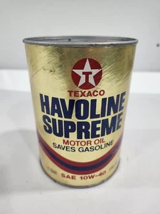Havoline Supreme 10W-40 Texaco Vintage Oil 1 qt. Cardboard Can Display Empty Vtg - Picture 1 of 5