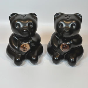 2008 Pigeon River Pottery Black Bear Salt & Pepper Shakers - Signed by T Bullen - Picture 1 of 13