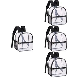 4 Pack PVC Transparent Backpack Student Miss Clear Bags for Travel - Picture 1 of 12