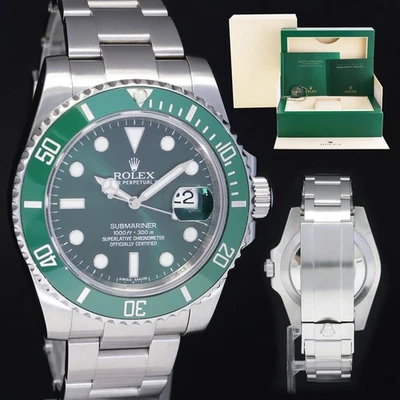 Rolex Submariner Hulk 116610LV 2018 como nuevo verde 40 mm caja de reloj de cerámica Foto 1 de 4