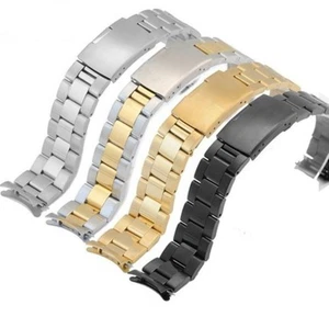 Gebogenes Edelstahl massiv Metall Uhrenarmband Armband Schließe Ersatz 16-26 mm - Bild 1 von 12
