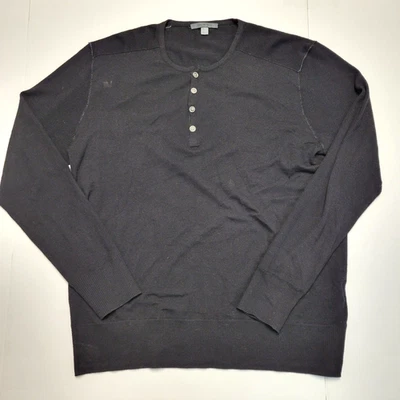 Пуловер John Varvatos HENLEY рубашка с длинным рукавом мужской XL X-LARGE черный 100% шерсть - Изображение 1 из 4