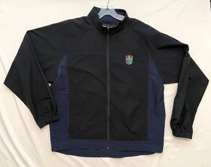 World Golf Hall of Fame Cutter Buck Zip Up Black Blue Jacket Windbreaker Mens L - Picture 1 of 10