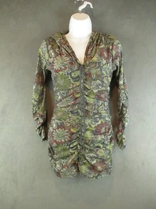 Weston Wear Top Dress Womens Large Hooded Floral Ruched Anthropologie USA Nylon - Picture 1 of 10
