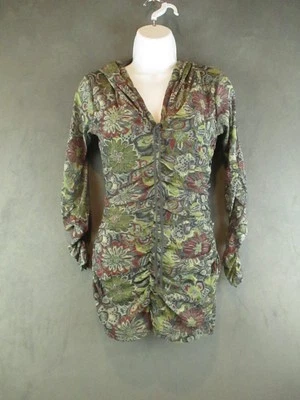 Weston Wear Top Dress Womens Large Hooded Floral Ruched Anthropologie USA Nylon - Image 1 of 4