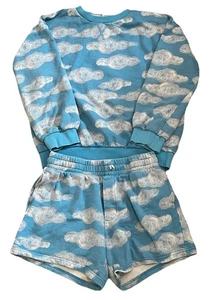 Nordstrom Cristina Martinez 2-teiliges Sweatshirt kurz Mädchen blau Wolken Gr. XL 14-16 - Bild 1 von 16
