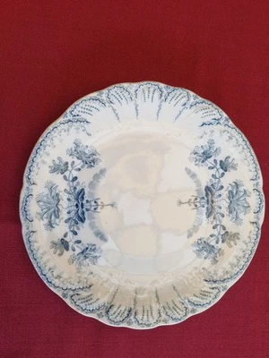 ANCIEN  COMPOTIER  ASSIETTE SUR PIED TERRE DE FER BLEU HAMAGE ST AMAND REGENCE - Photo 1/3