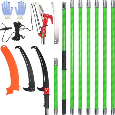26 Ft Manual Pole Saw Extendable Tree Pruner Blade and Scissors Set for Backyard - Image 1 of 4