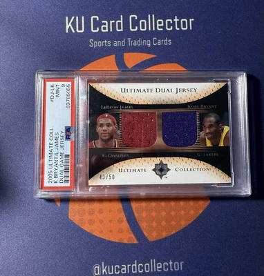2005 Ultimate Coll Dual Jersey Card Kobe Bryant LeBron James /50 PSA 9 Mint - Image 1 of 2
