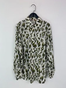 Scotch & Soda Green Cream Abstract Shirt Blouse Collar Long Sleeve UK 18 - Picture 1 of 9
