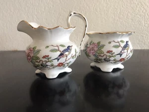 Juego de Crema y Azúcar Abierto Aynsley England Hueso Fino China Pembroke Azul para Pájaros - Imagen 1 de 7