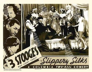 THE 3 THREE STOOGES 1936 SLIPPERY STOCKINGS  MOE LARRY CURLY 11 X 14 LOBBY CARD - Picture 1 of 1