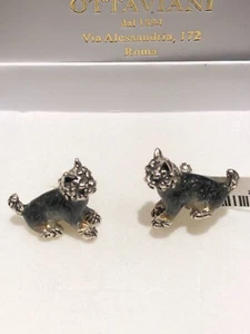 Gemelli in argento e smalto con cane Yorkshire-Gioielleria Ottaviani Roma - Bild 1 von 6