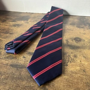 Charles Tyrwhitt London Men's Necktie Navy Blue & Pink Striped Repp Tie 59” Long - Picture 1 of 18