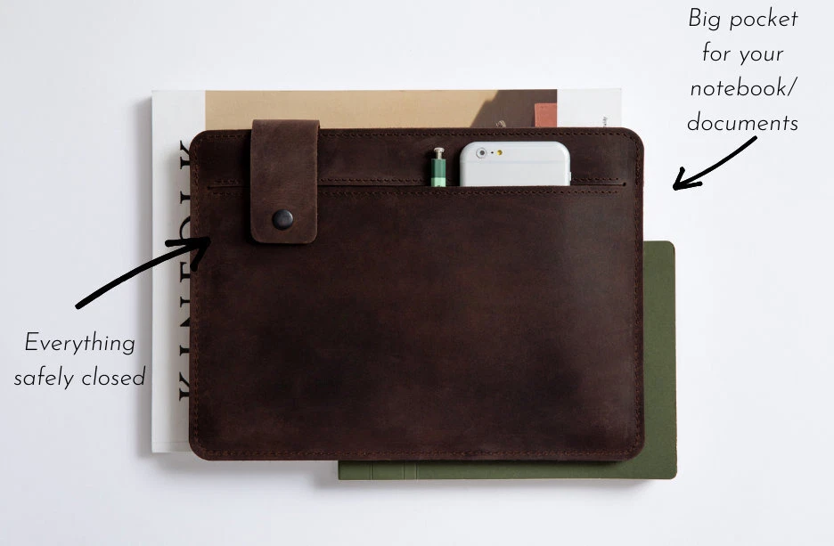 iPad 12.9" Air 10.9" 11" Leather Case iPad Cover Leather iPad Sleeve Laptop Bag - Image 1 of 1