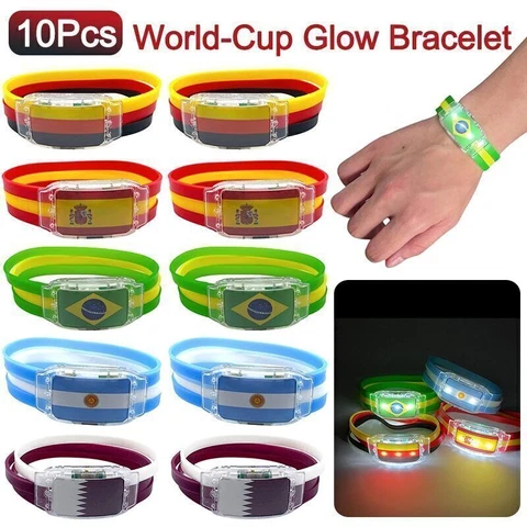 10PCS 2022 Qatar World Cup National LED Cheering Bracelet Watch Football Team Cover