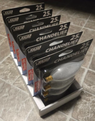 (6pk) FEIT Candelabra E12 Bulbs 25 Watt 4pk Frost Flame Tip Decor Chandelier - Image 1 of 4
