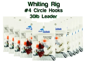 10 Red Whiting Flasher Rigs - Fishing Rig Paternoster 30lb Leader #4 Snapper Rig - Picture 1 of 9